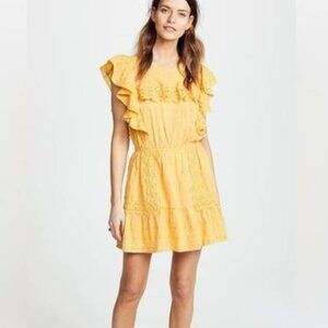 LoveShackFancy Whitney Dress XS Marigold Ruffles Crochet Lace Embroidery Mini